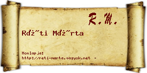 Réti Márta névjegykártya