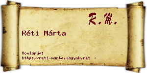 Réti Márta névjegykártya